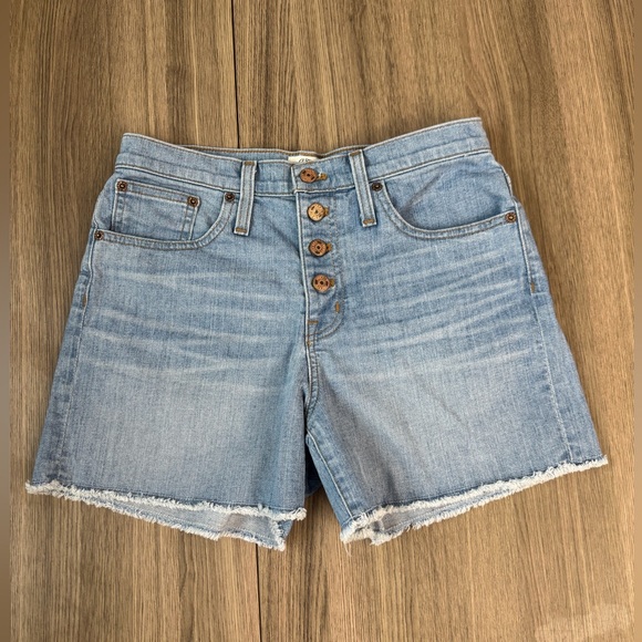 J. Crew Pants - J.Crew Women’s Button Fly Denim Shorts Size 26 Light Wash Raw Hem